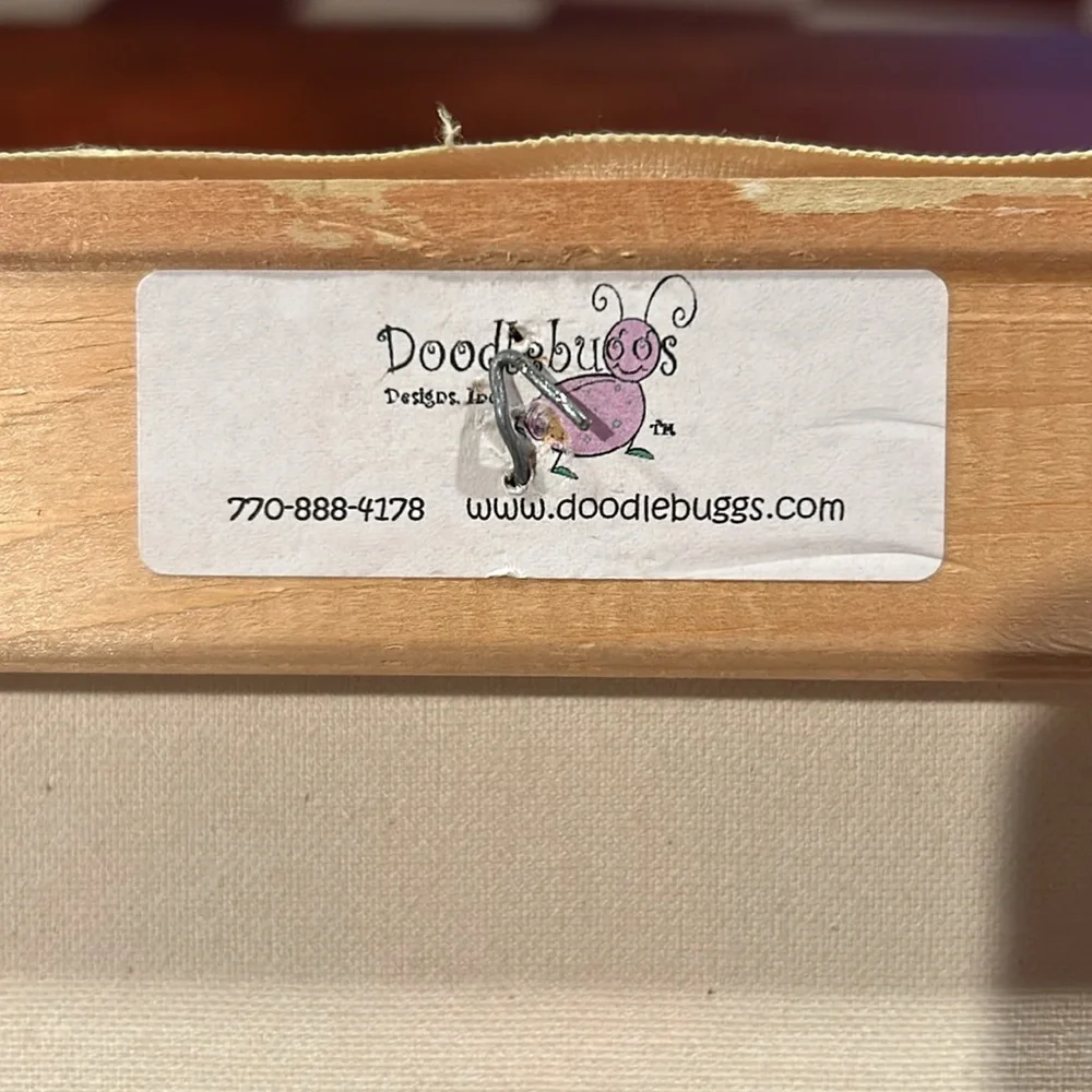 Doodlebuggs Stretch Turtle Canvas Painted Pic Pink Green Purple Kids Room 11x14